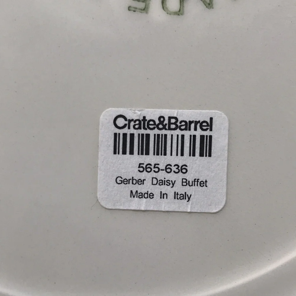 Crate & Barrel Gerber Daisy Buffet Plate made in Italy shades of green